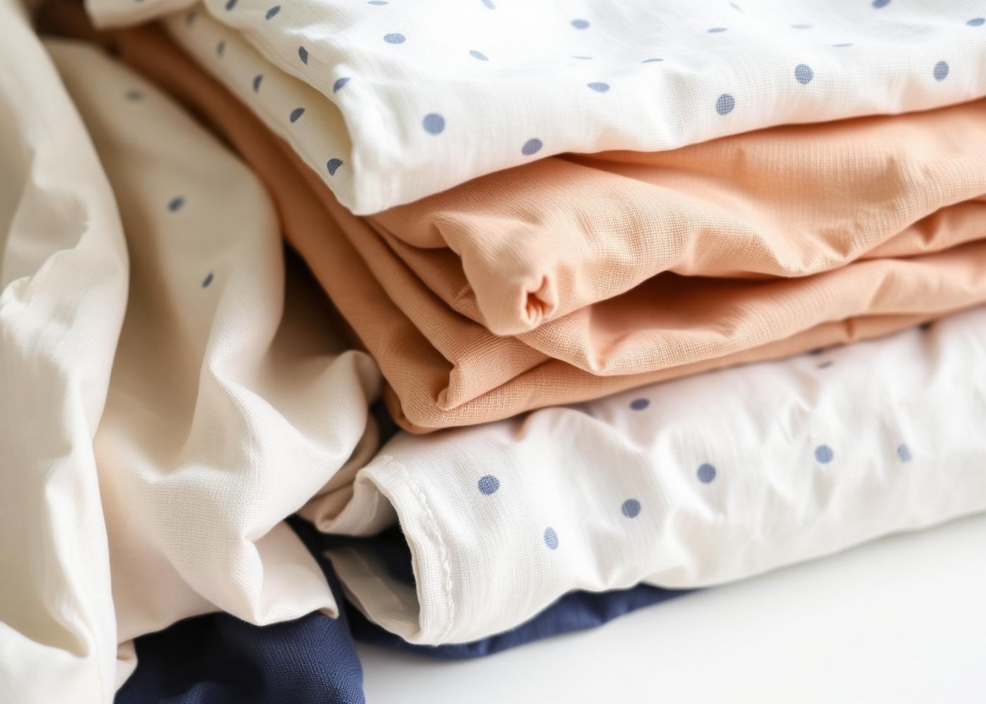 Stacks of muslin fabrics